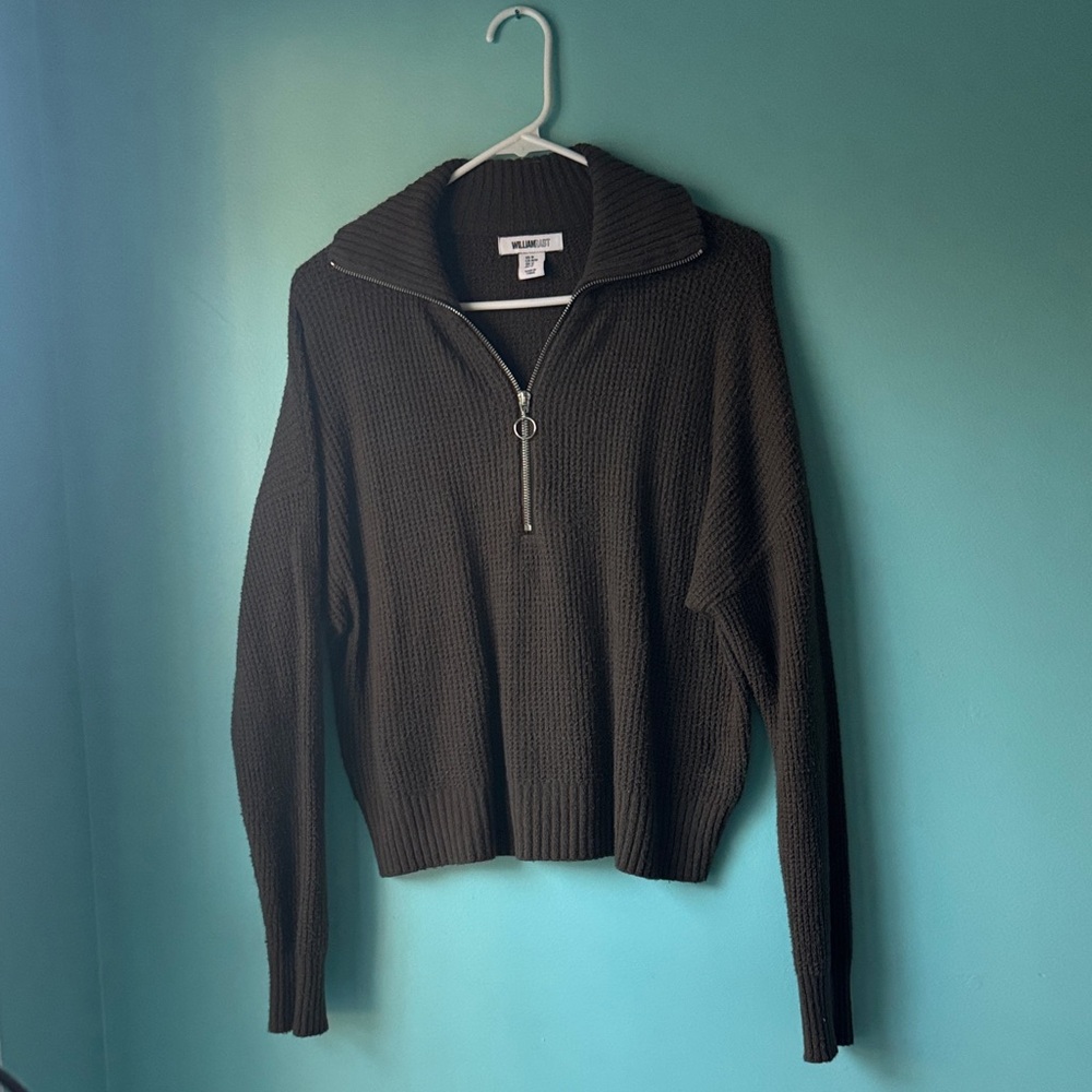William Rast Military Green Half-Zip Sweater